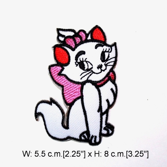 Black Frame Embroidered Iron On Applique Patch W//Stone Accent Eyes Cat